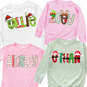  Holiday Name Tee Personalized Christmas Theme and Character | Sizes 2T-10Y | 8 Alphas