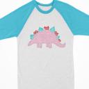 Pink Dino Valentine Raglan Tees Toddler and Kids Sizes | 21 Designs