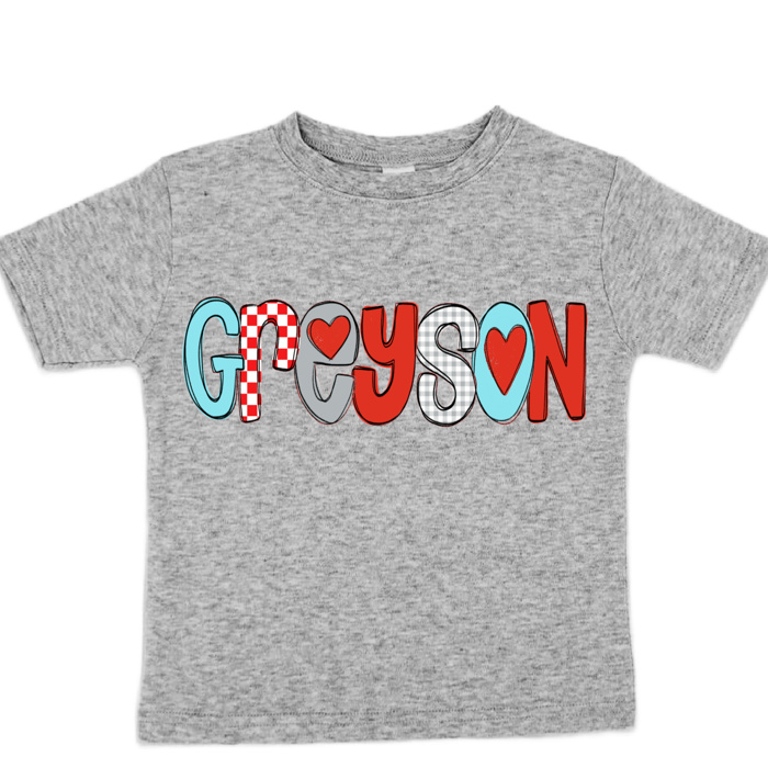 Valentine Name Tee Personalized  Sizes 2T-10Y | 7 Alphas