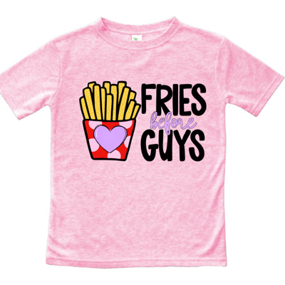 Fries Before Guys Humor Valentine Tee | Sizes 2T-Y12