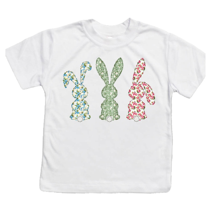 Patchwork Calico Bunnies Easter Tee | Sizes 2T-10