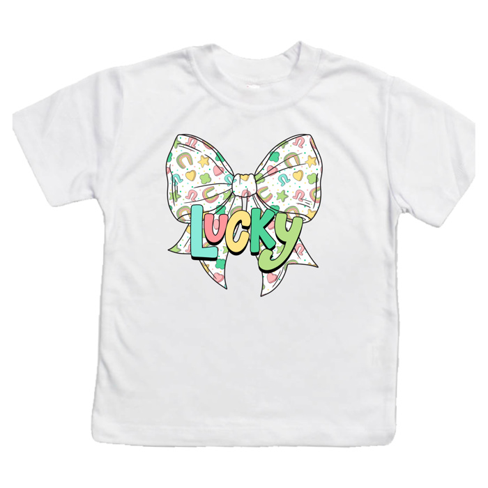 LUCKY Charms Bow St Patricks Day Tee \ Sizes 2T-10