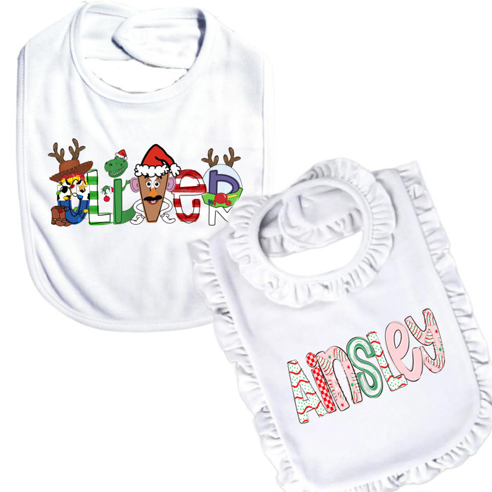 Holiday Name Baby Bib Personalized Christmas