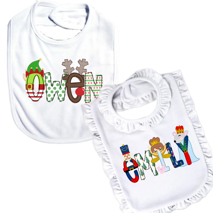 Holiday Name Baby Bib Personalized Christmas