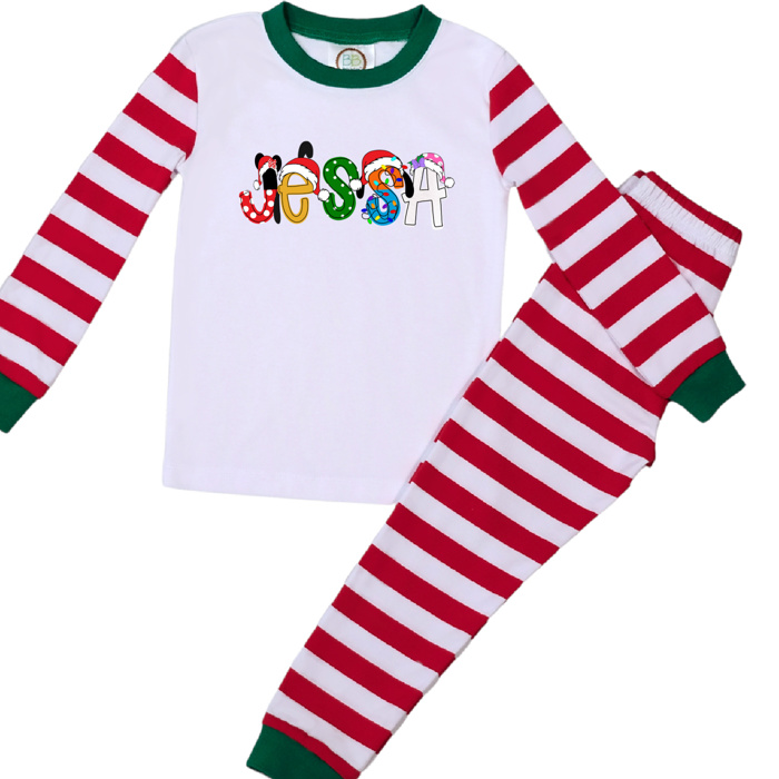 Character Holiday Personalized Pajamas | 8 Christmas Themes | Sizes 2T-6Y