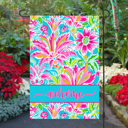  Garden Flag - Hot Pink and Turquoise Palm