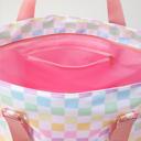  Zippered Tote Bag with Shoulder Strap Pastel Checkered