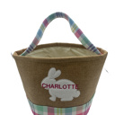 Pink Embroidered Personalized Easter Basket Burlap and Plaid