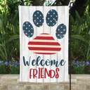  Garden Flag - Welcome Friends Patriotic Paw