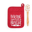 Baking Spirits Bright with Spatula Cheerful Holiday Potholder and Spatula