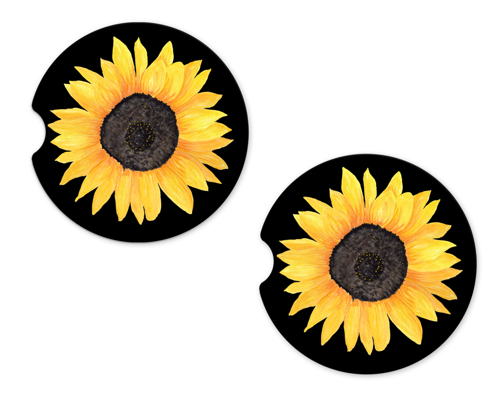 Car Coasters - Sunflower Black