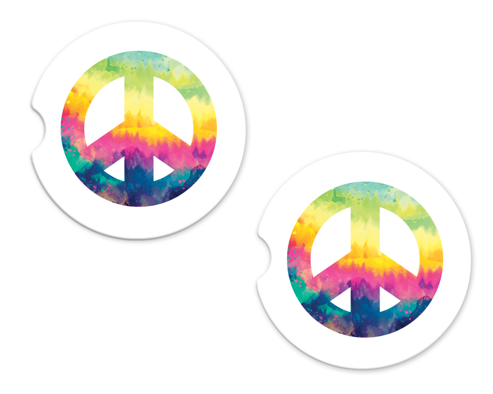 Car Coasters - Watercolor Peace Sign