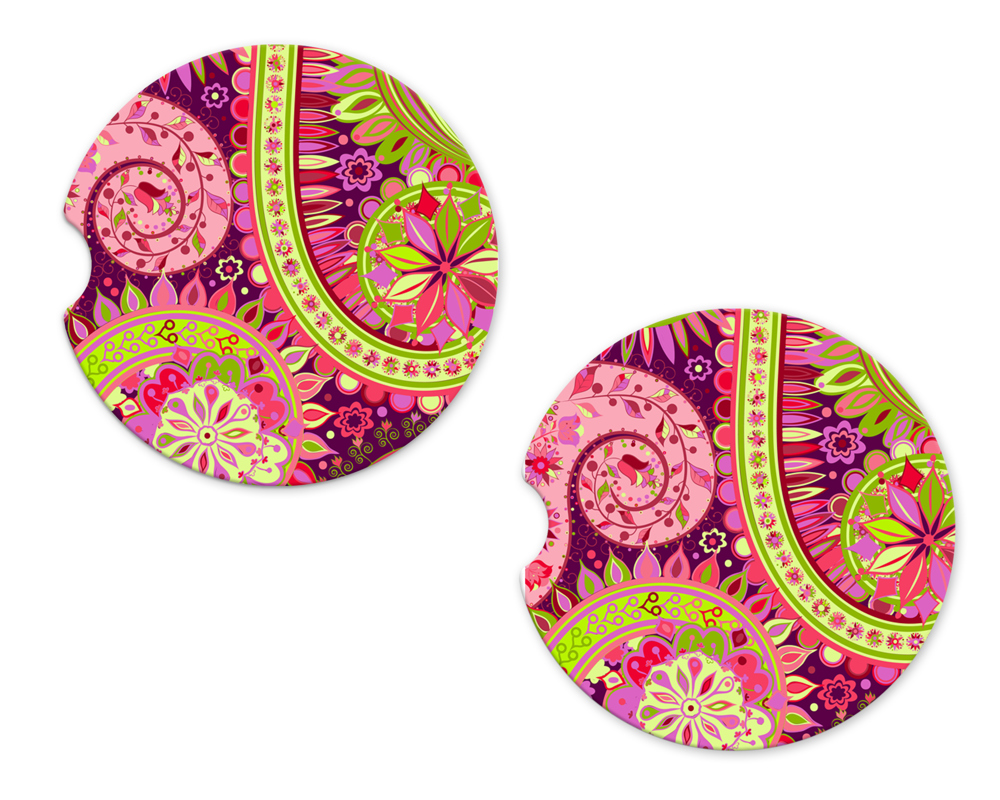 Car Coasters - Pink Paisley