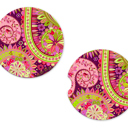  Car Coasters - Pink Paisley