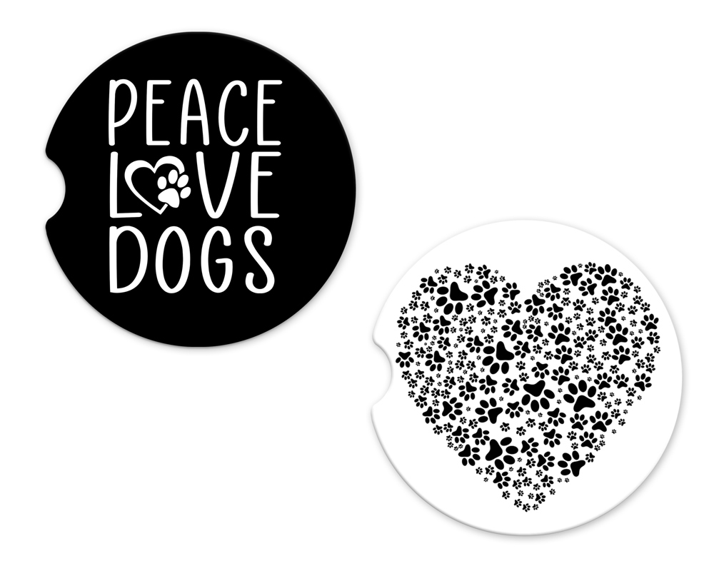 Car Coasters - Peace Love Dogs