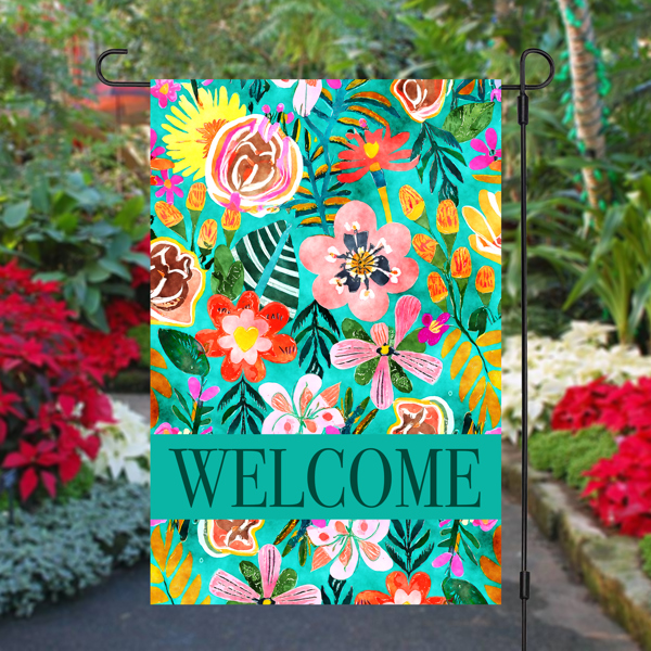 Garden Flag - Welcome Green Fern