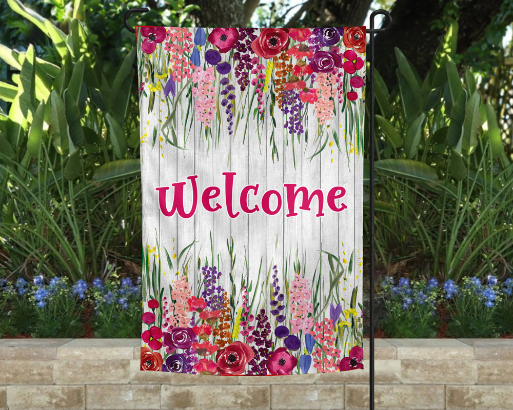 Garden Flag - Welcome Floral