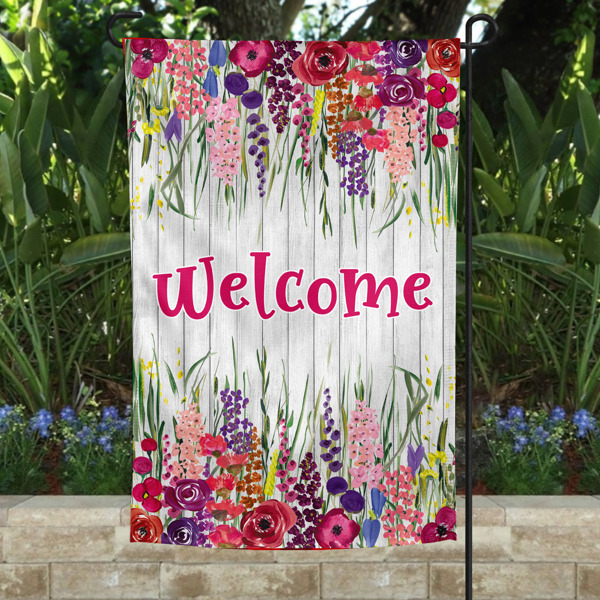 Garden Flag - Welcome Floral