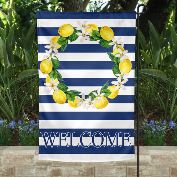 Garden Flag - Welcome Lemon Wreath