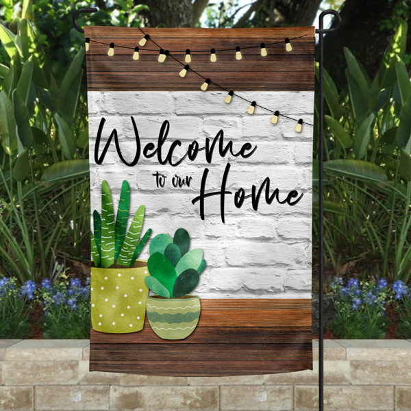 Garden Flag - Welcome To Our Home Bistro Lights