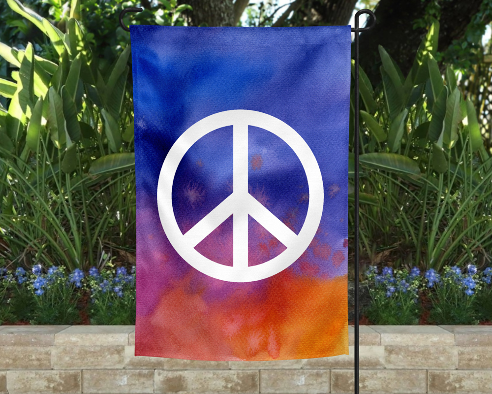 Garden Flag - Watercolor Peace Sign