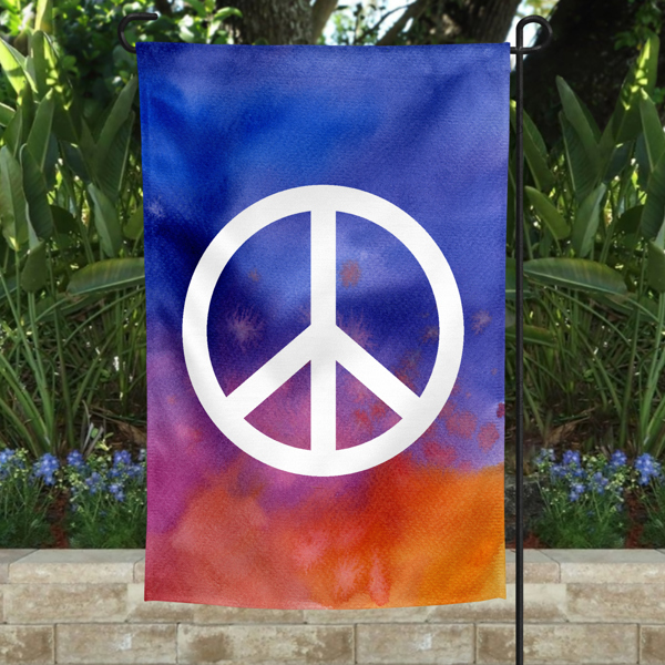 Garden Flag - Watercolor Peace Sign