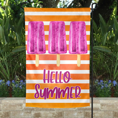 Garden Flag - Hello Summer Orange Popsicles
