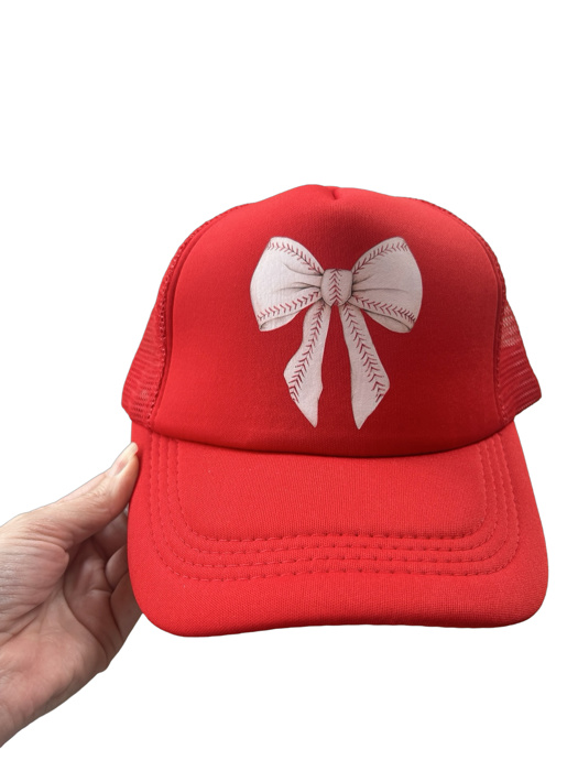 Trucker Hat - Red Baseball Bow