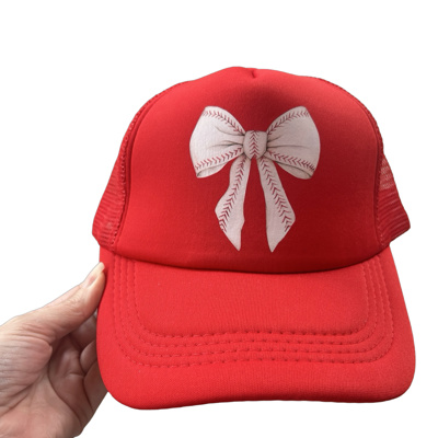 Trucker Hat - Red Baseball Bow