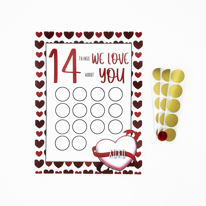 Valentine Scratch Off Print - 14 Things I or We Love About You