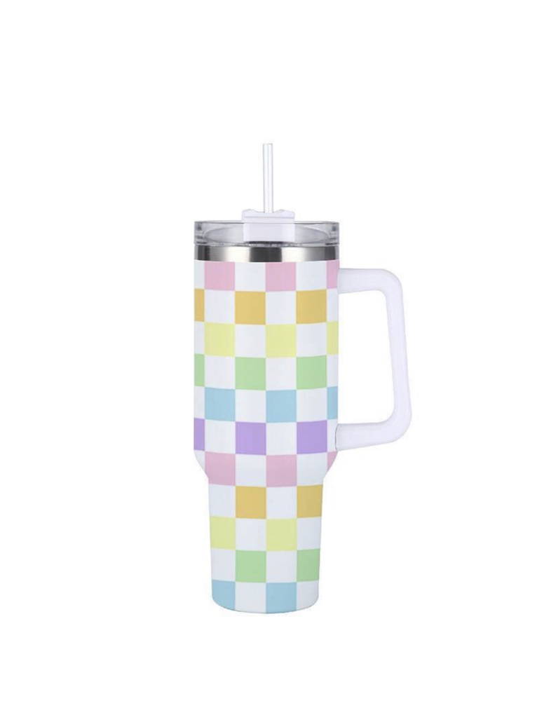 Pastel Checkered 40oz Stainless Steel Tumbler