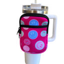 Dark Pink Smileys Zippered Tumbler Pouch with Pocket