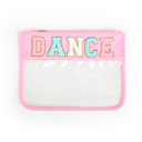 DANCE Colorful Clear Pouches with Varsity Letter Patches