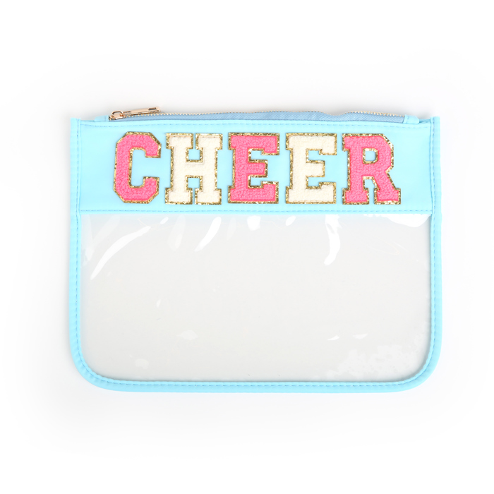 Colorful Clear Pouches with Varsity Letter Patches