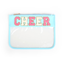 CHEER Colorful Clear Pouches with Varsity Letter Patches