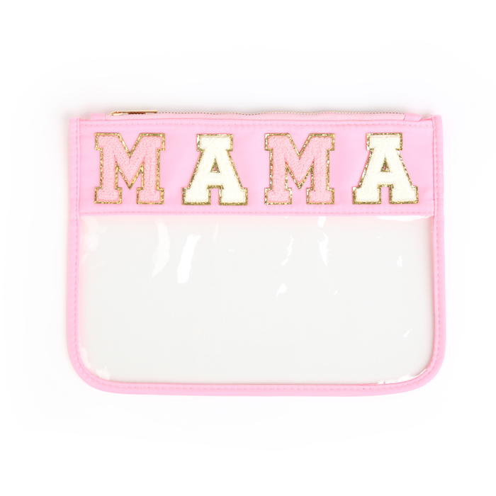 Colorful Clear Pouches with Varsity Letter Patches