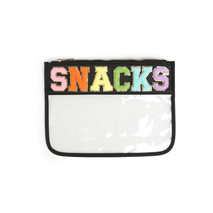 Colorful Clear Pouches with Varsity Letter Patches