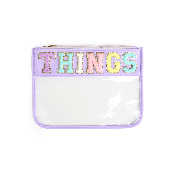 Colorful Clear Pouches with Varsity Letter Patches