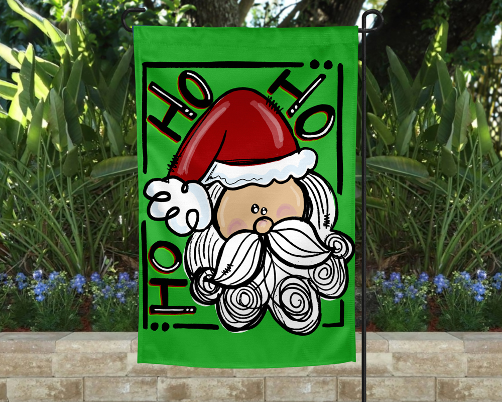 Garden Flag - Ho Ho Ho Santa Green