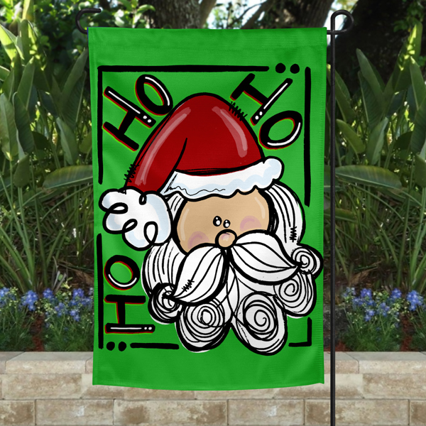 Garden Flag - Ho Ho Ho Santa Green