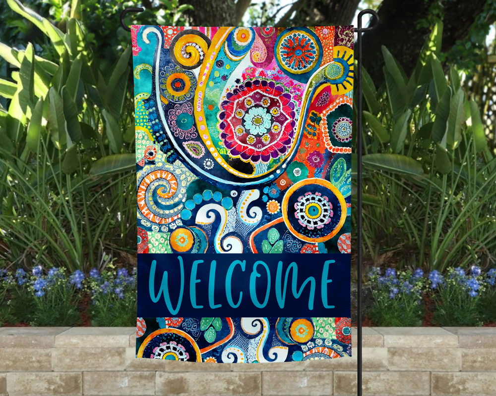 Garden Flag - Welcome Blue Butterflies