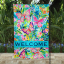  Garden Flag - Welcome Blue Butterflies