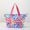  Zippered Tote Bag with Shoulder Strap Rainbow Leopard