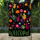  Garden Flag - Welcome Black Cactus