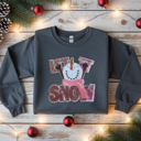  Crewneck Sweatshirt - Charcoal Let It Snow Chenille and Sequin Snowman