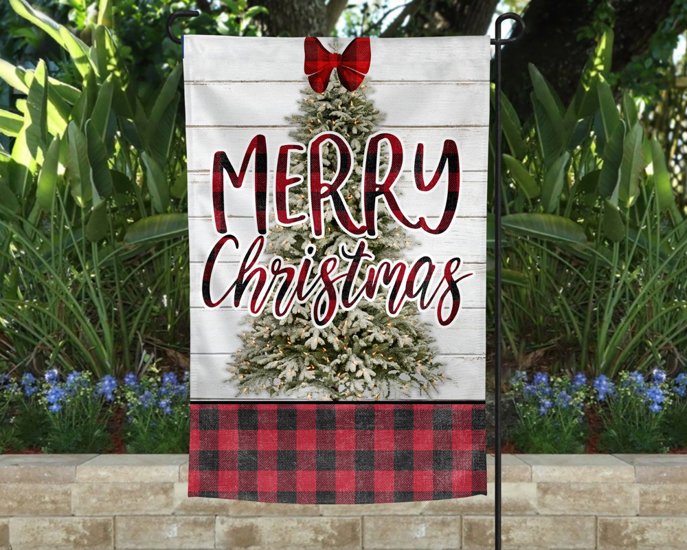 Garden Flag - Merry Christmas Tree with Bow