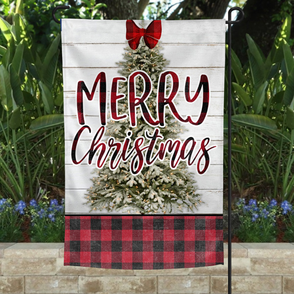 Garden Flag - Merry Christmas Tree with Bow