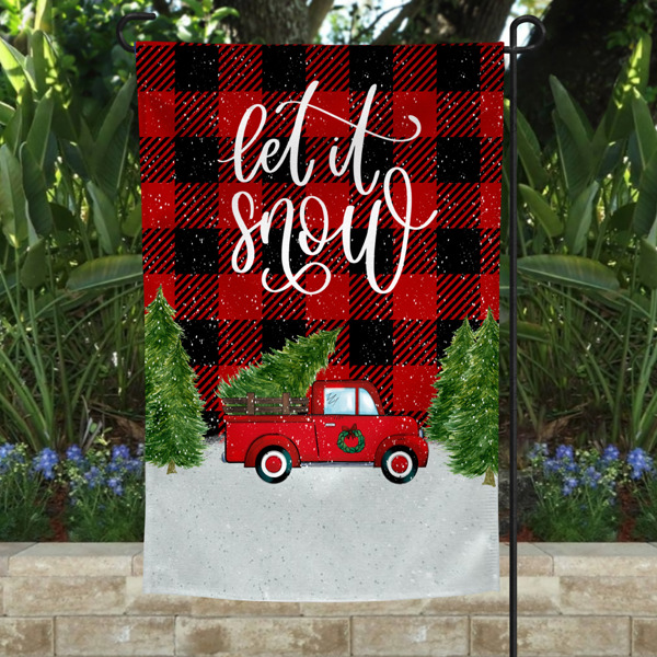 Garden Flag - Let It Snow Truck with Buffalo Plaid