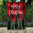  Garden Flag - Merry Christmas Five Trees Buffalo Plaid