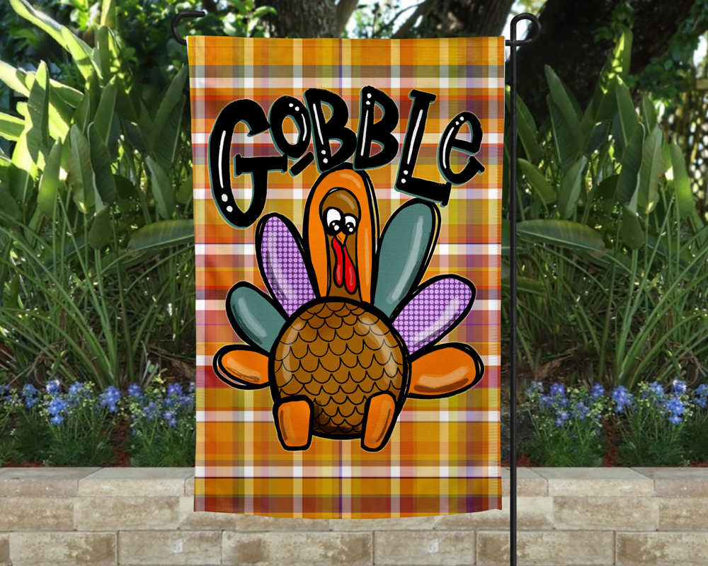 Garden Flag - Gobble Plaid Turkey